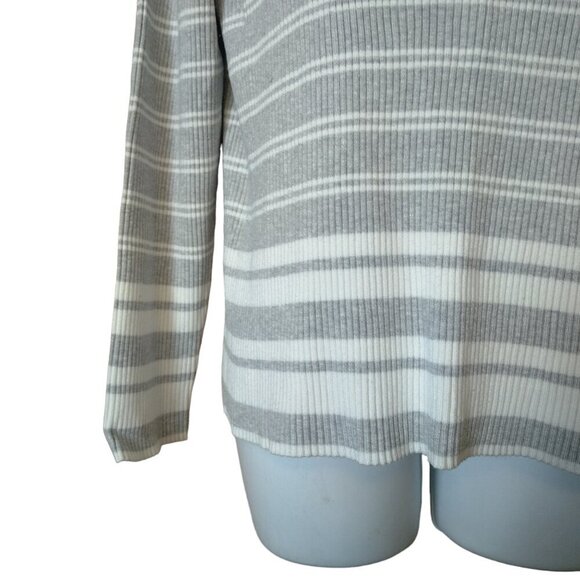 Worthington Women's XL Long Sleeve Gray Striped Pullover Sweater Casual Classic - Picture 3 of 4